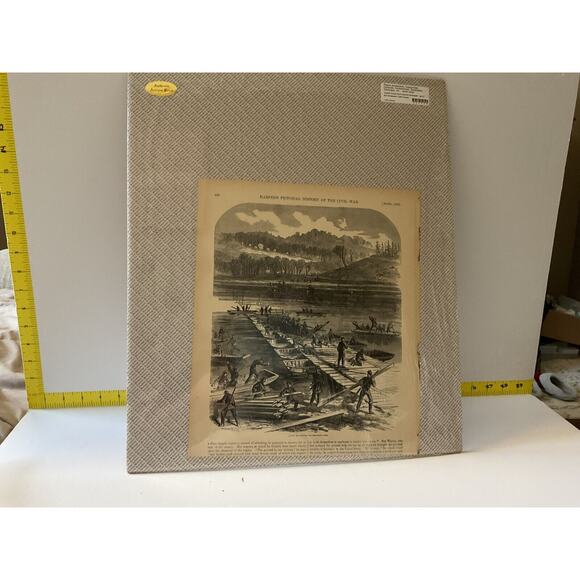 Antique Wood Engraving Civil War 1863 Laying The Pontoons Harper’s Military - Picture 2 of 9